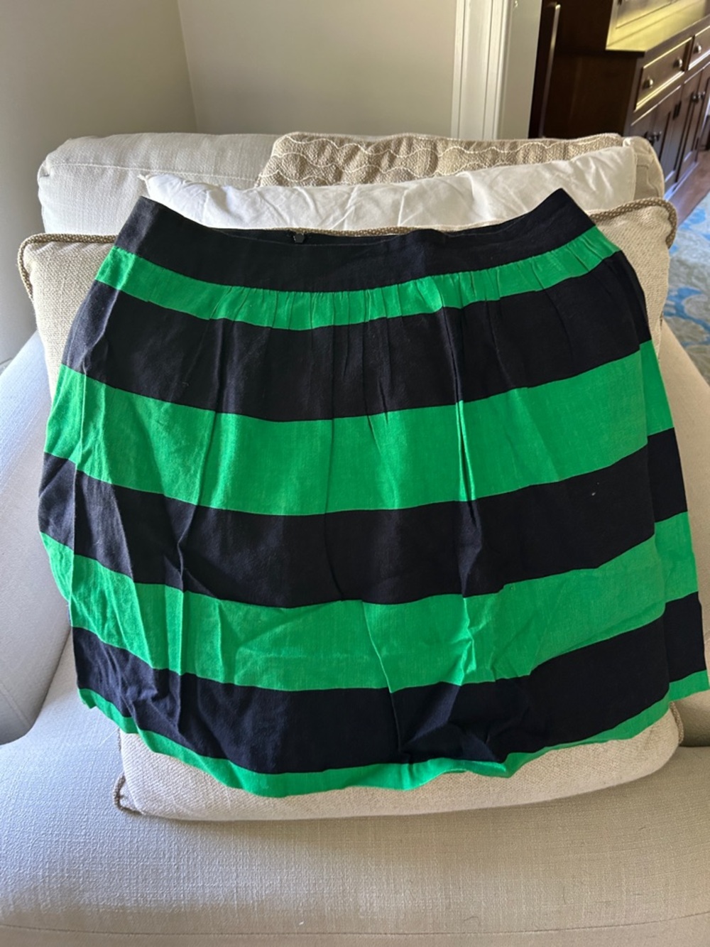 Banana Republic Factory Striped Green and Navy Women's Skirt